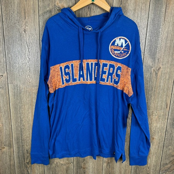 NHL 47 Brand New York Islanders NWT Hoodie Long Sleeve Graphic Lightweight Large - Picture 1 of 6